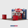 6x3m Booth Kit with Curved Centre Wall & Straight Side Walls
