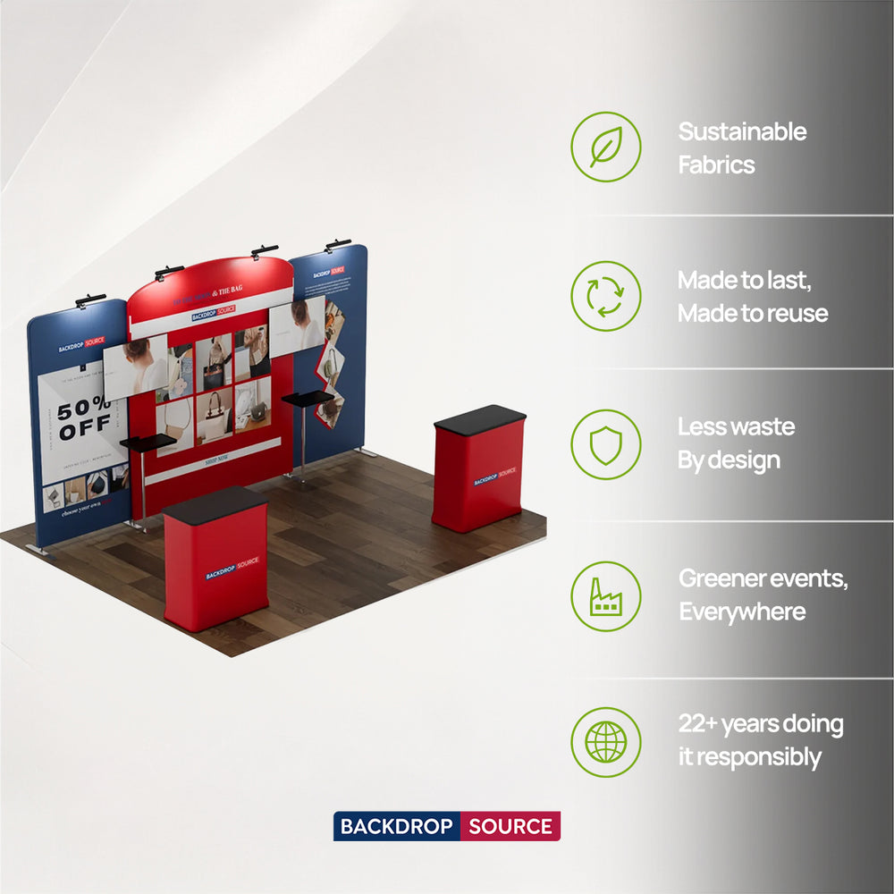 6x3m Booth Kit with Curved Centre Wall & Straight Side Walls