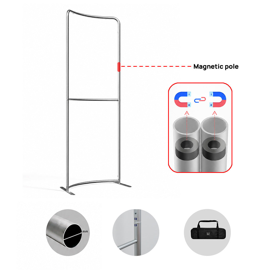 Portable Magnetic Curved Fabric Stand