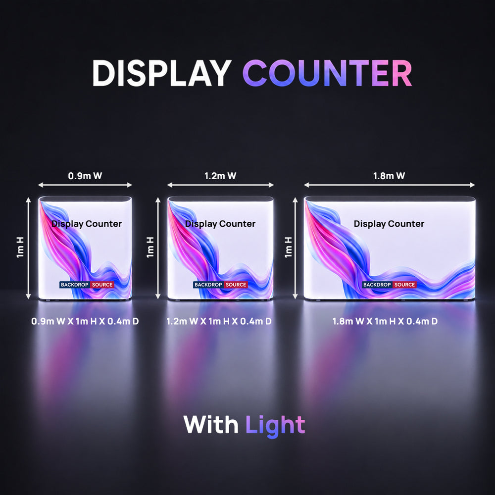 Backlit Premium Fabric Counter Display – 1m/1.2m/1.8m W