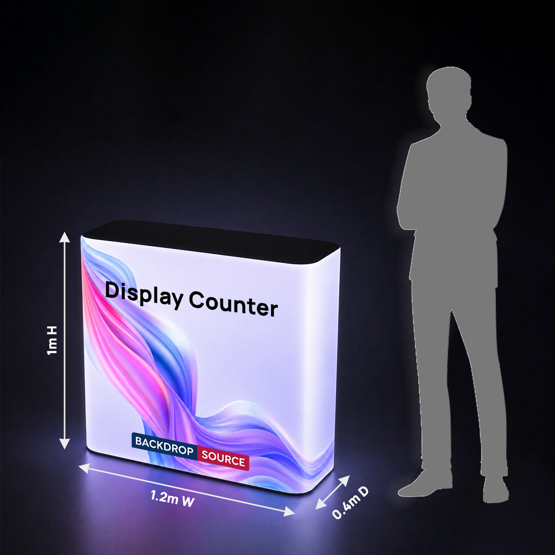 Backlit Premium Fabric Counter Display – 1m/1.2m/1.8m W