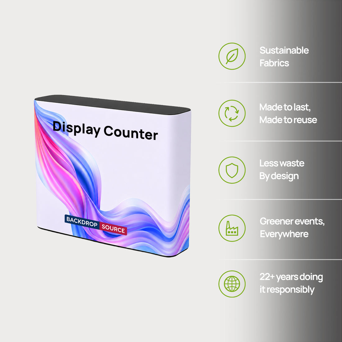 Backlit Premium Fabric Counter Display – 1m/1.2m/1.8m W