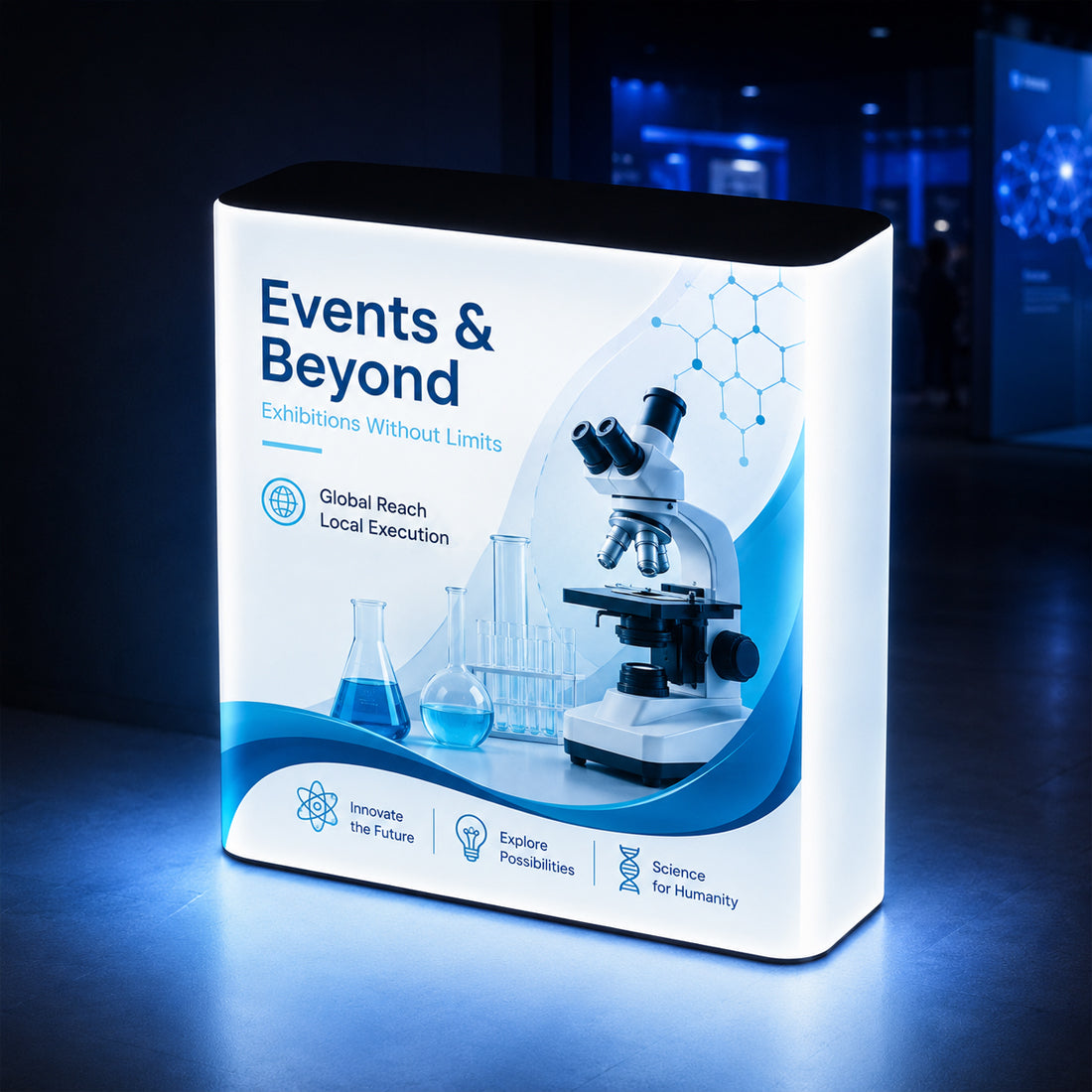 Backlit Premium Fabric Counter Display – 1m/1.2m/1.8m W