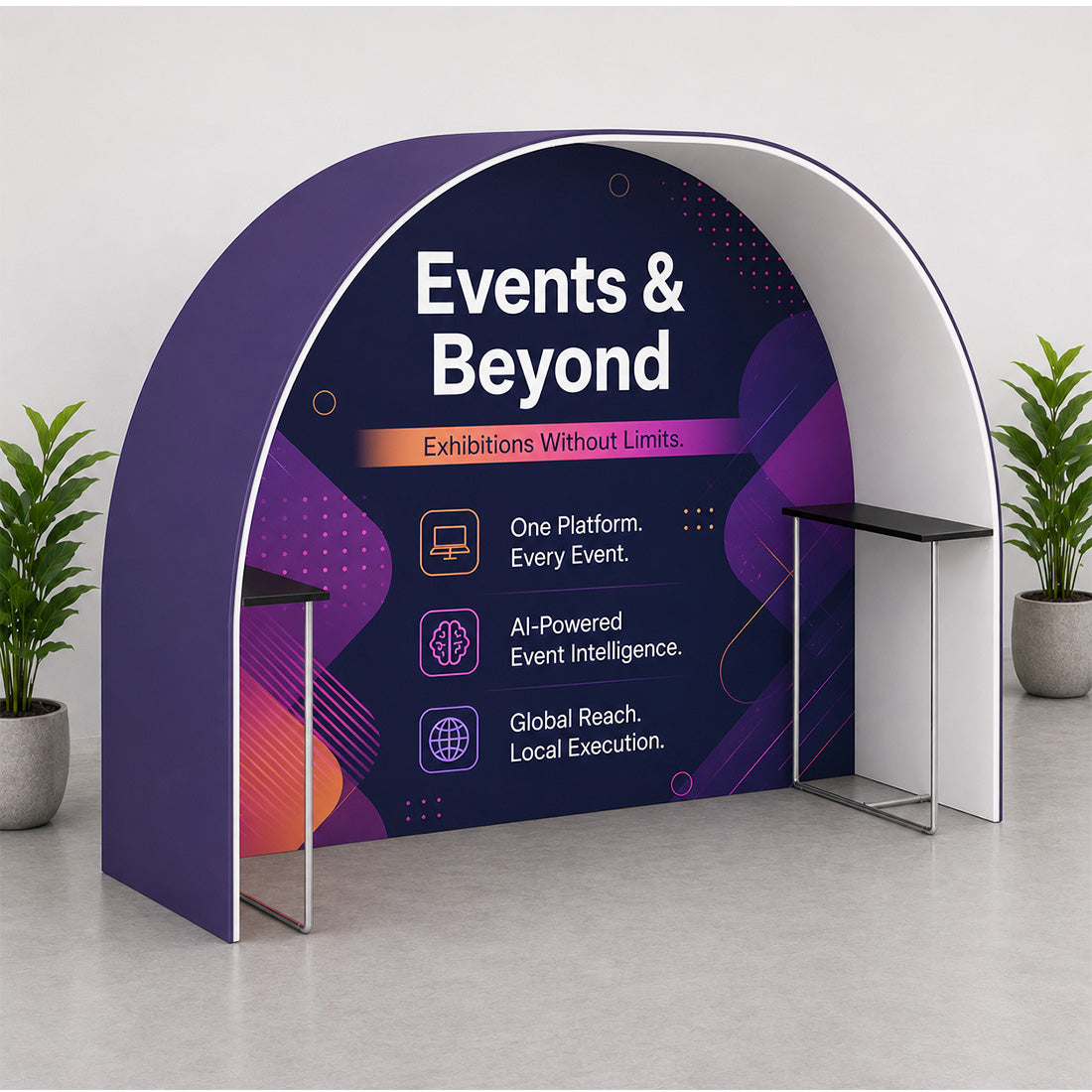 Round Arch Trade Show Booth with Shelf