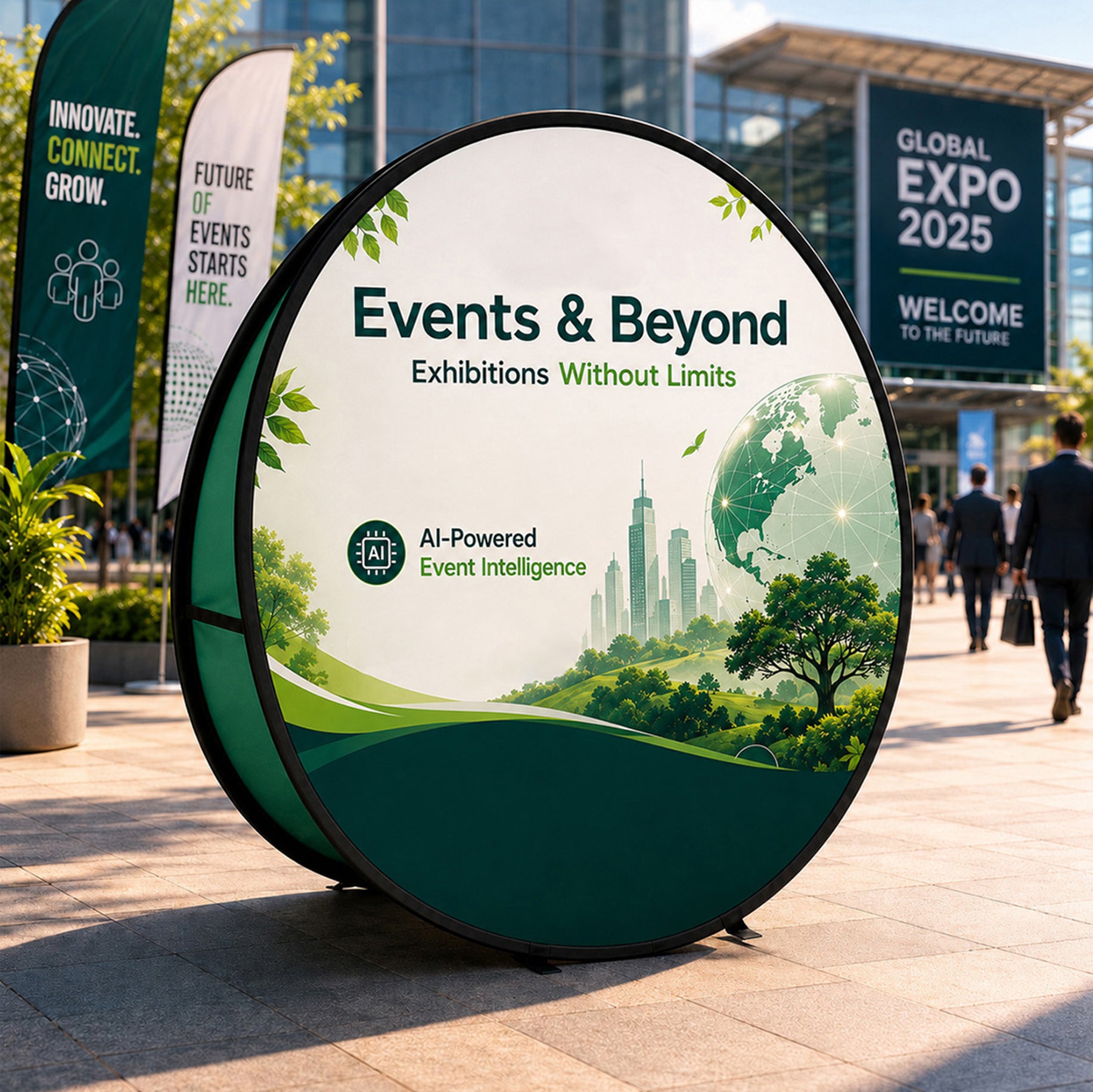 Round Fabric Pop Up Banners – Double Side Printed