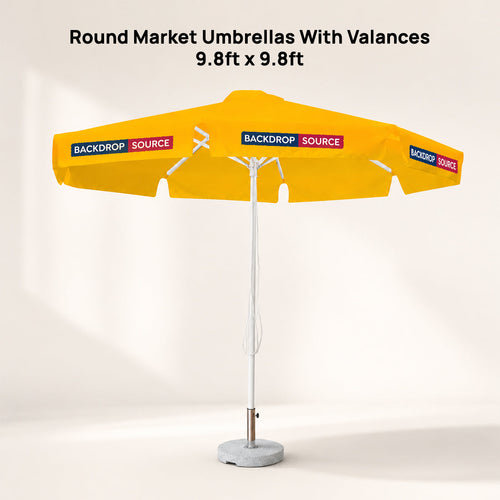 Round Market Umbrellas With Valances – 3m x 3m