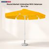 Round Market Umbrellas With Valances – 3m x 3m