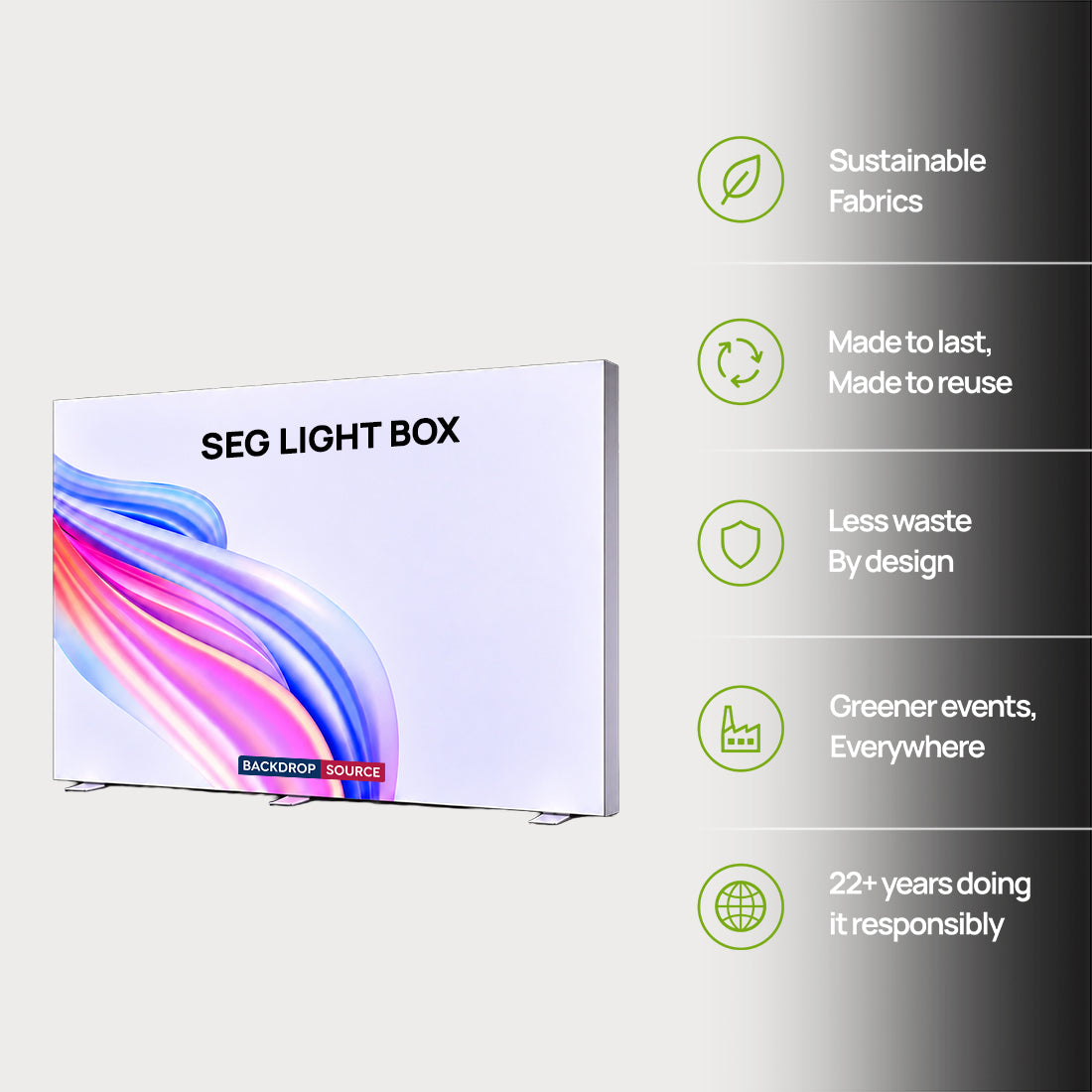 SEG Frameless Fabric LED Light Box Display - 3m W X 2.5m H