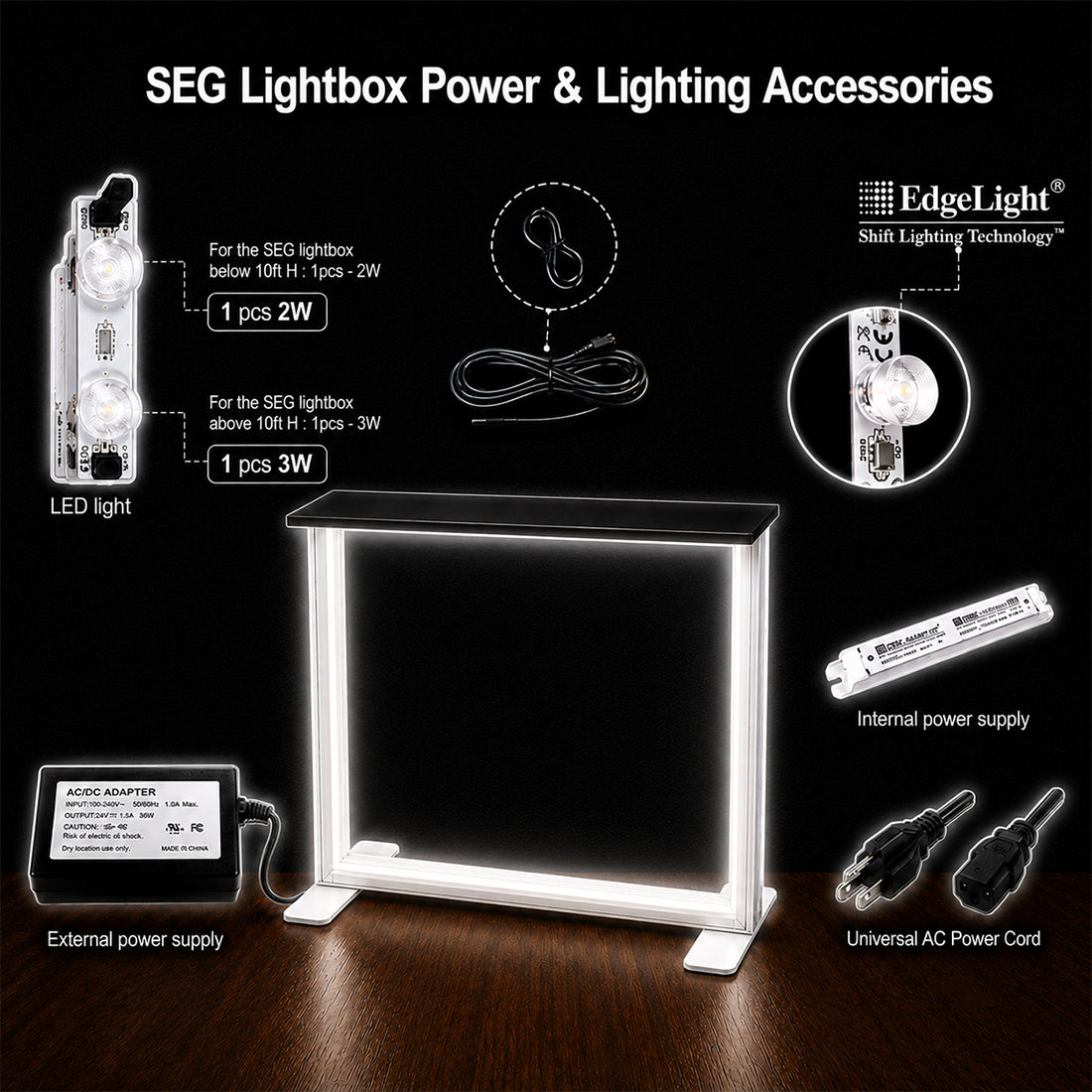 SEG Light Box Display Counter - 1m H