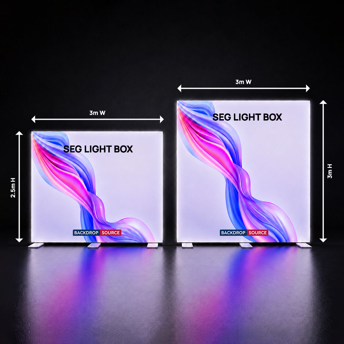 SEG Frameless Fabric LED Light Box Display - 3m W X 2.5m H