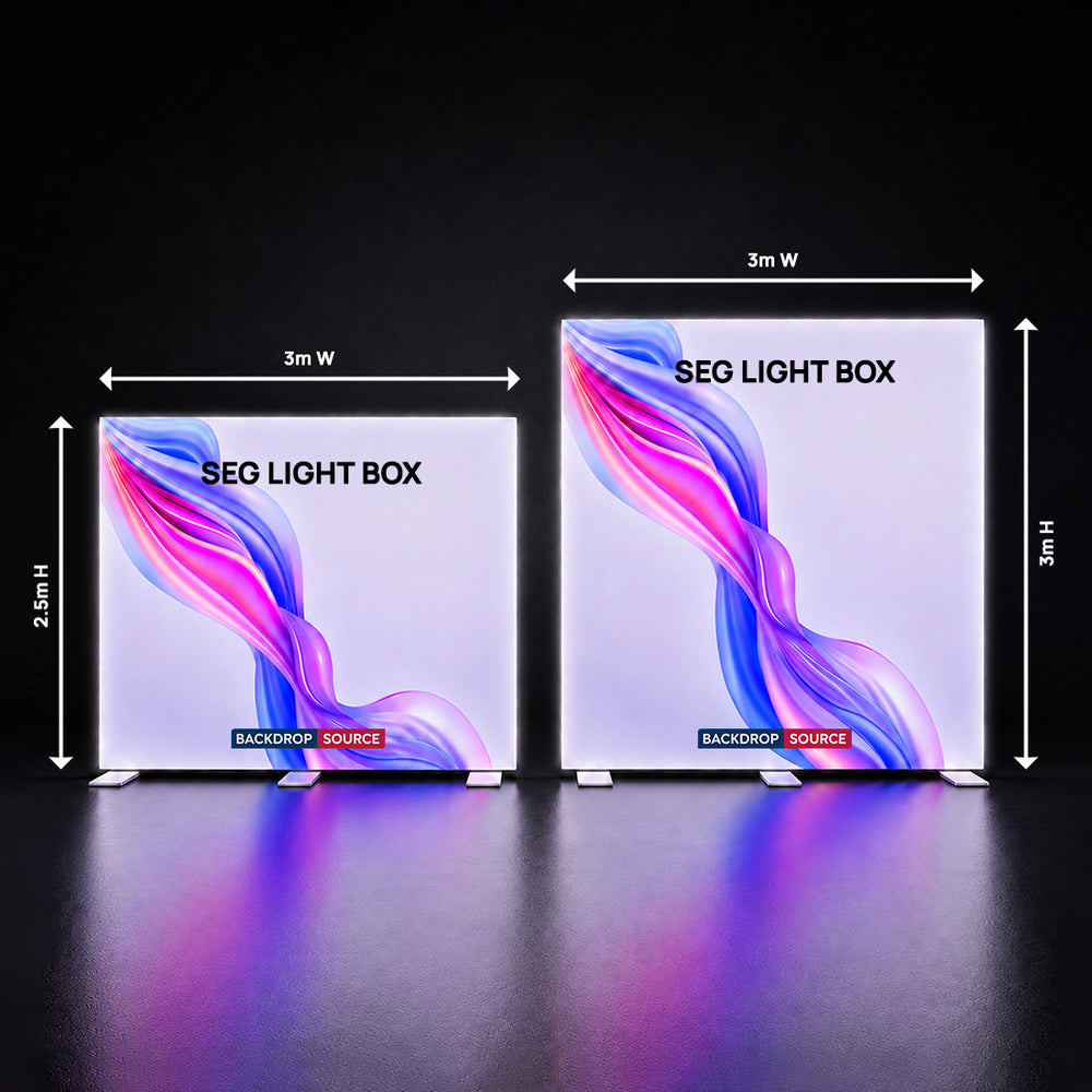 SEG Frameless Fabric LED Light Box Display - 3m W X 2.5m H