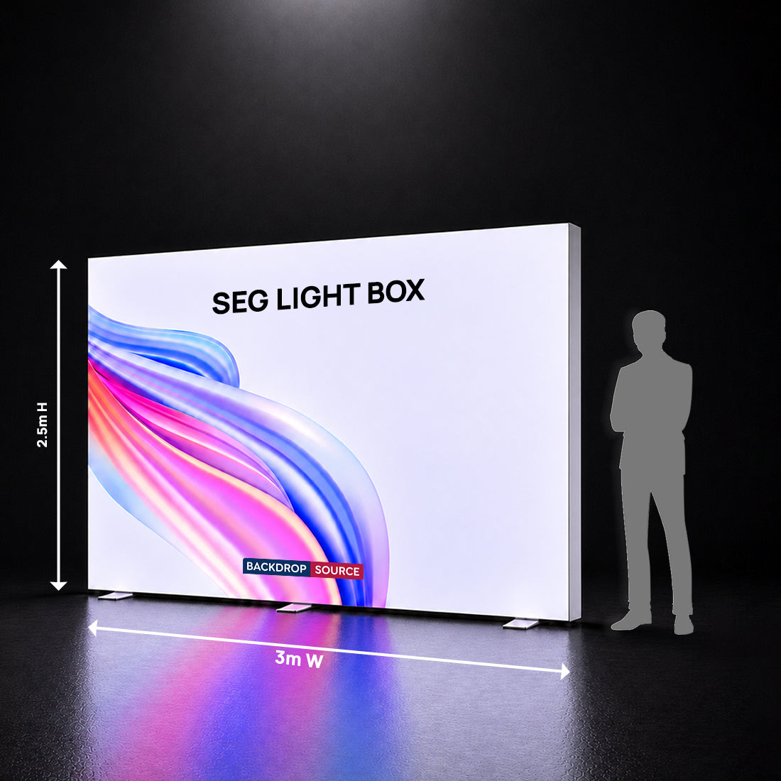 SEG Frameless Fabric LED Light Box Display - 3m W X 2.5m H