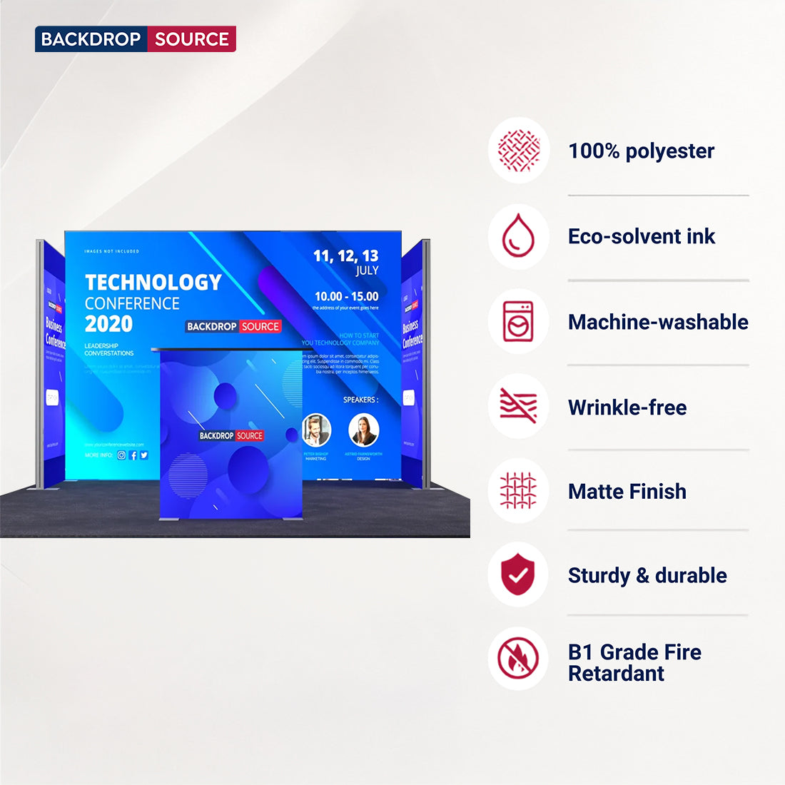 Backlit SEG Three-Wall Booth Kit with Lightbox Counter