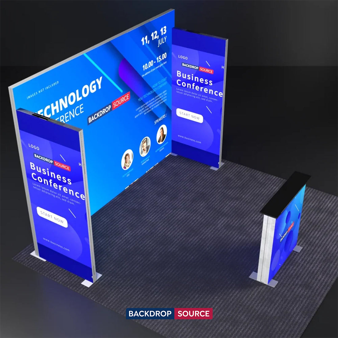 Backlit SEG Three-Wall Booth Kit with Lightbox Counter