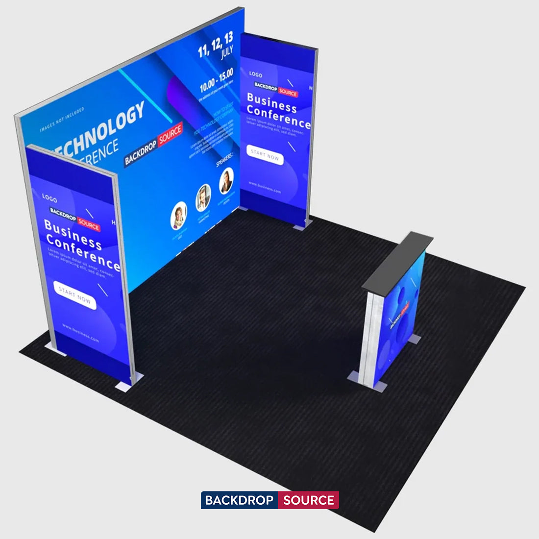 Backlit SEG Three-Wall Booth Kit with Lightbox Counter