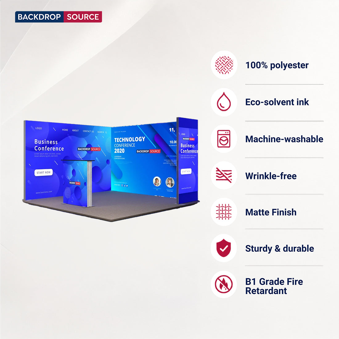 3m Backlit SEG Booth Kit with 2 Sidewalls & Lightbox Counter