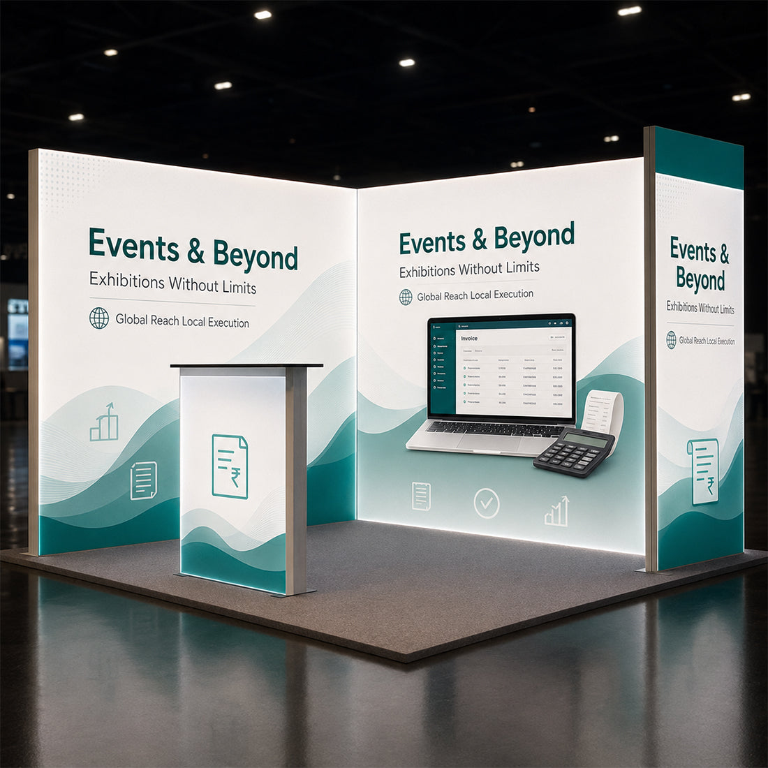3m Backlit SEG Booth Kit with 2 Sidewalls & Lightbox Counter