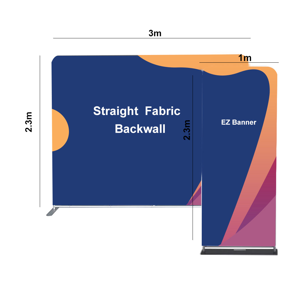 EZ Exhibit Essentials:3mx3m Booth Kit with Backwall and Banner Stand