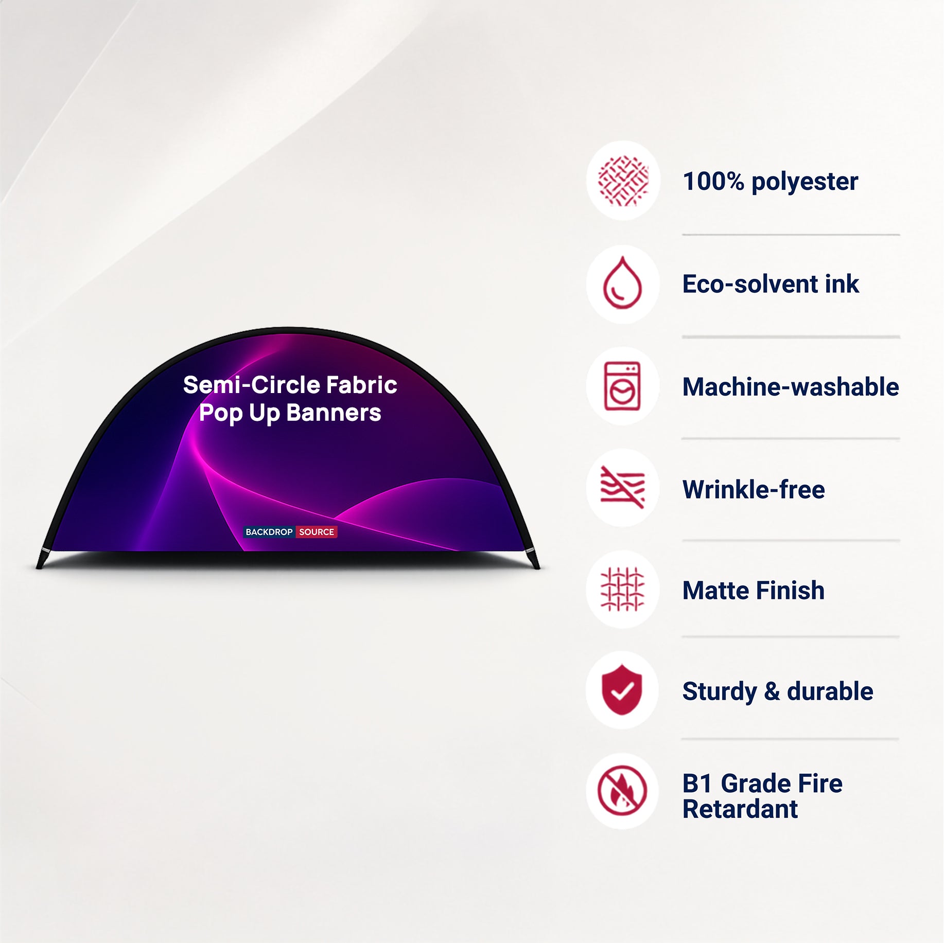 Semi-Circle Fabric Pop Up Banners (Double Side Printed)