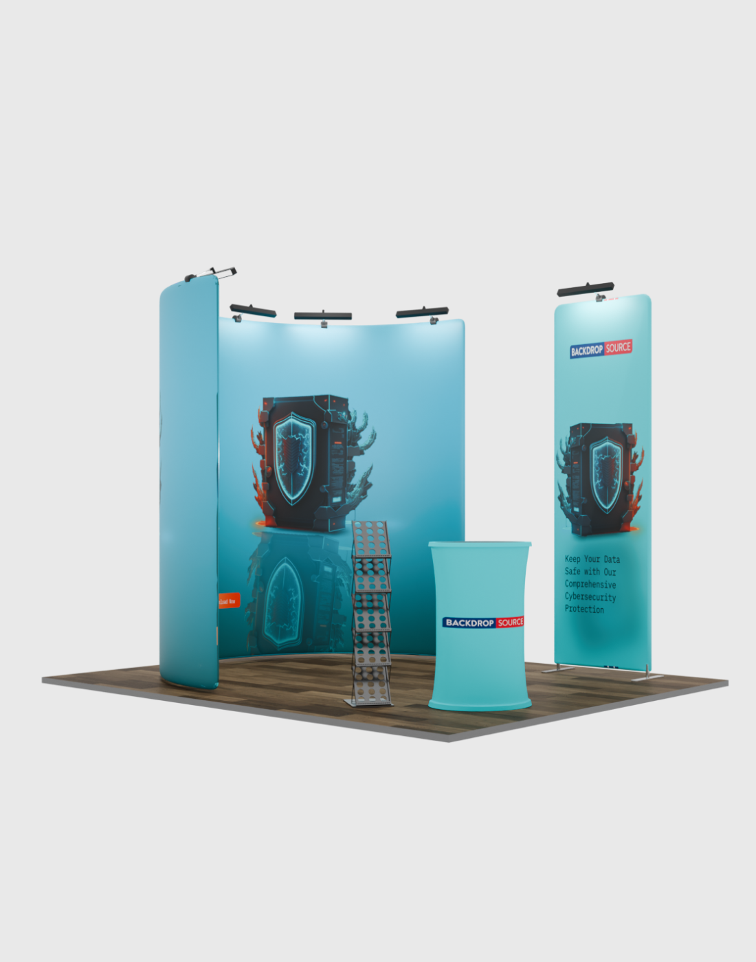 Modular U Shaped Exhibition Kit for 3m wide booths, ideal U shaped exhibition kit for trade shows and displays.