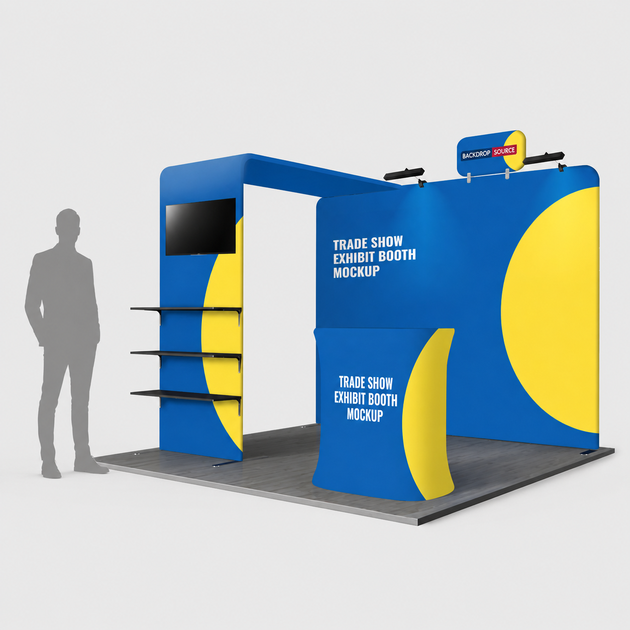 3x3m Booth Kit with L-Shape TV Shelf Tower & Counter
