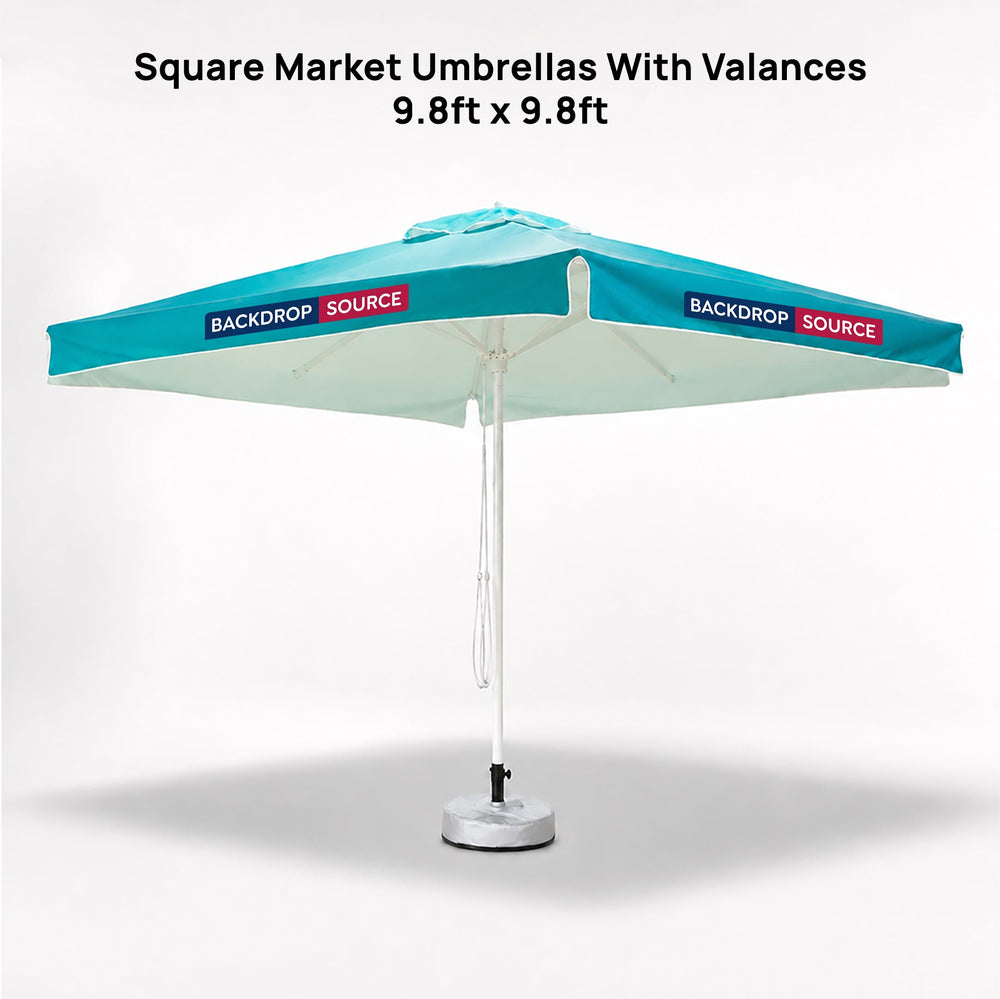 Square Market Umbrellas With Valances  – 9.8ft x 9.8ft