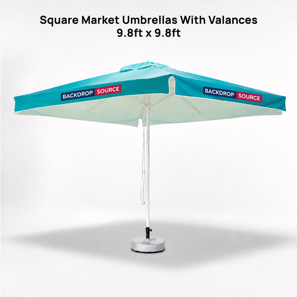 Square Market Umbrellas With Valances  – 3m x 3m