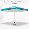 Square Market Umbrellas With Valances  – 3m x 3m