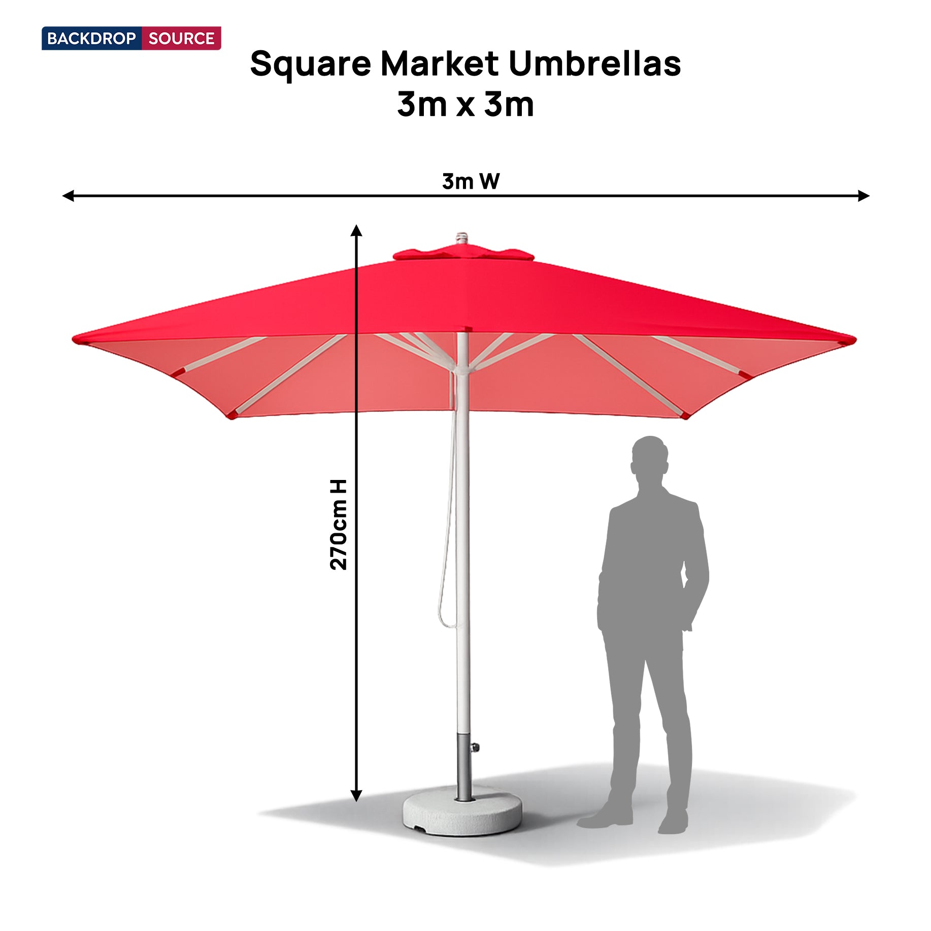 Square Market Umbrellas – 3m x 3m