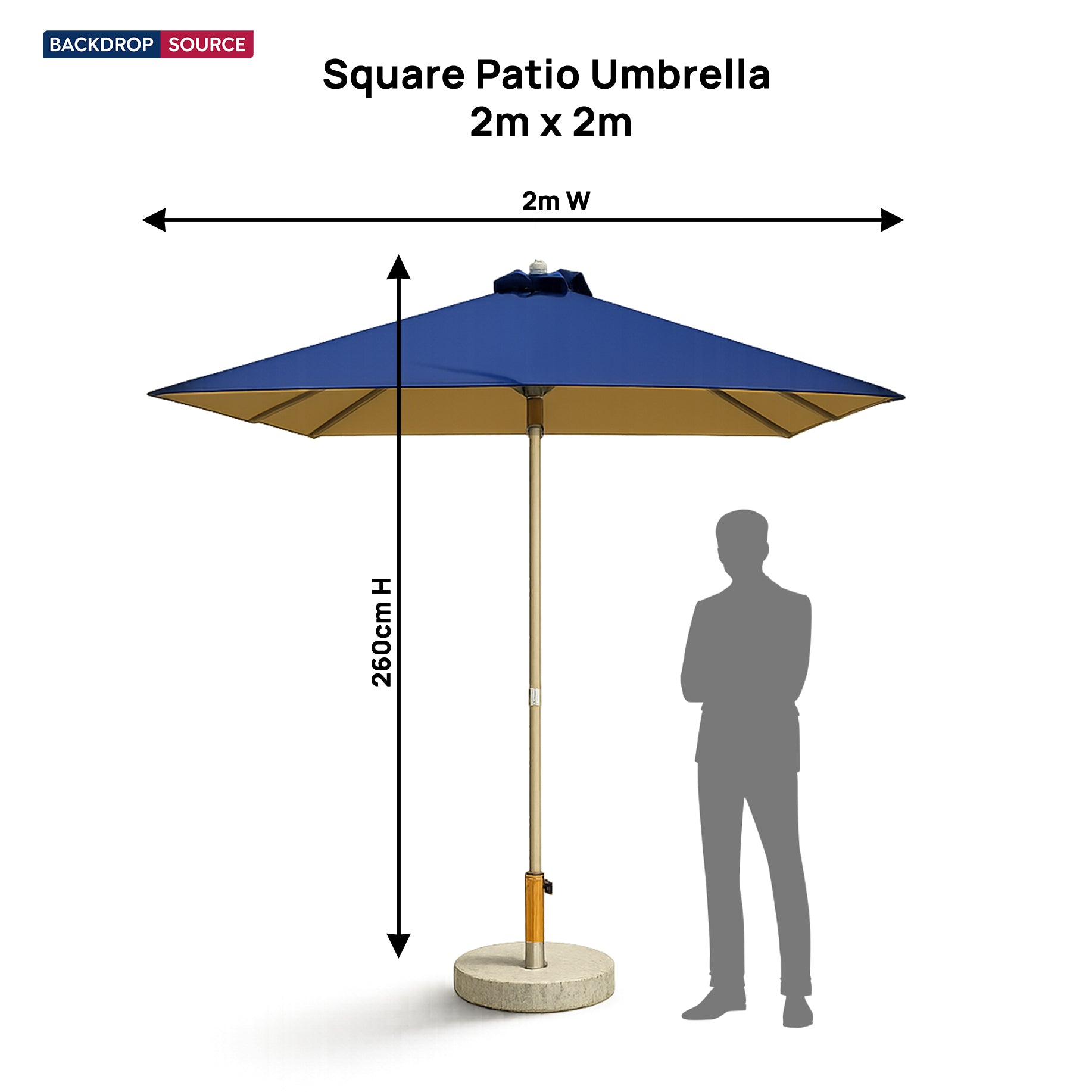 Square Patio Umbrella – 2m x 2m