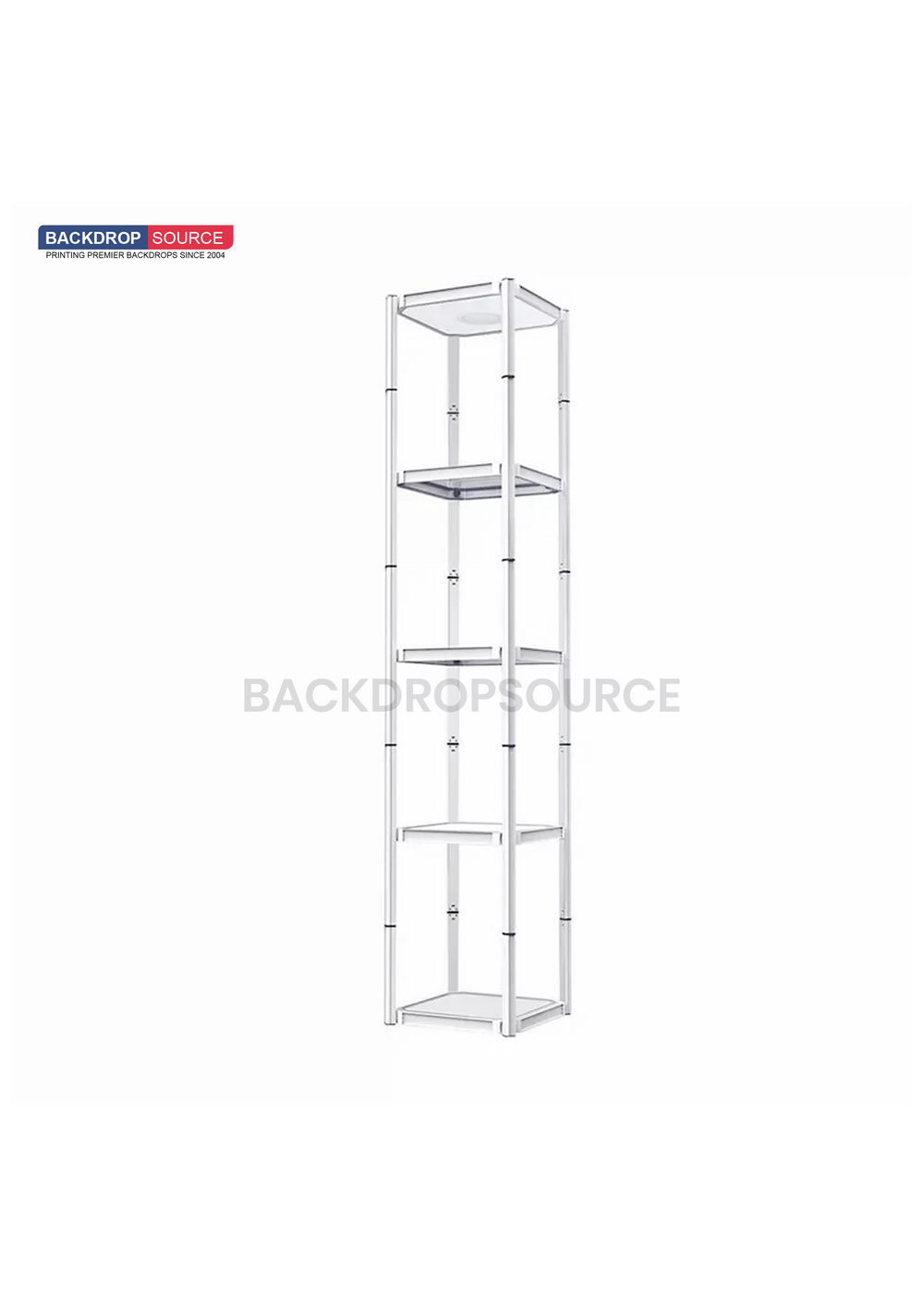 Square Portable Aluminum Spiral Tower Display - 5 Layer Shelves.