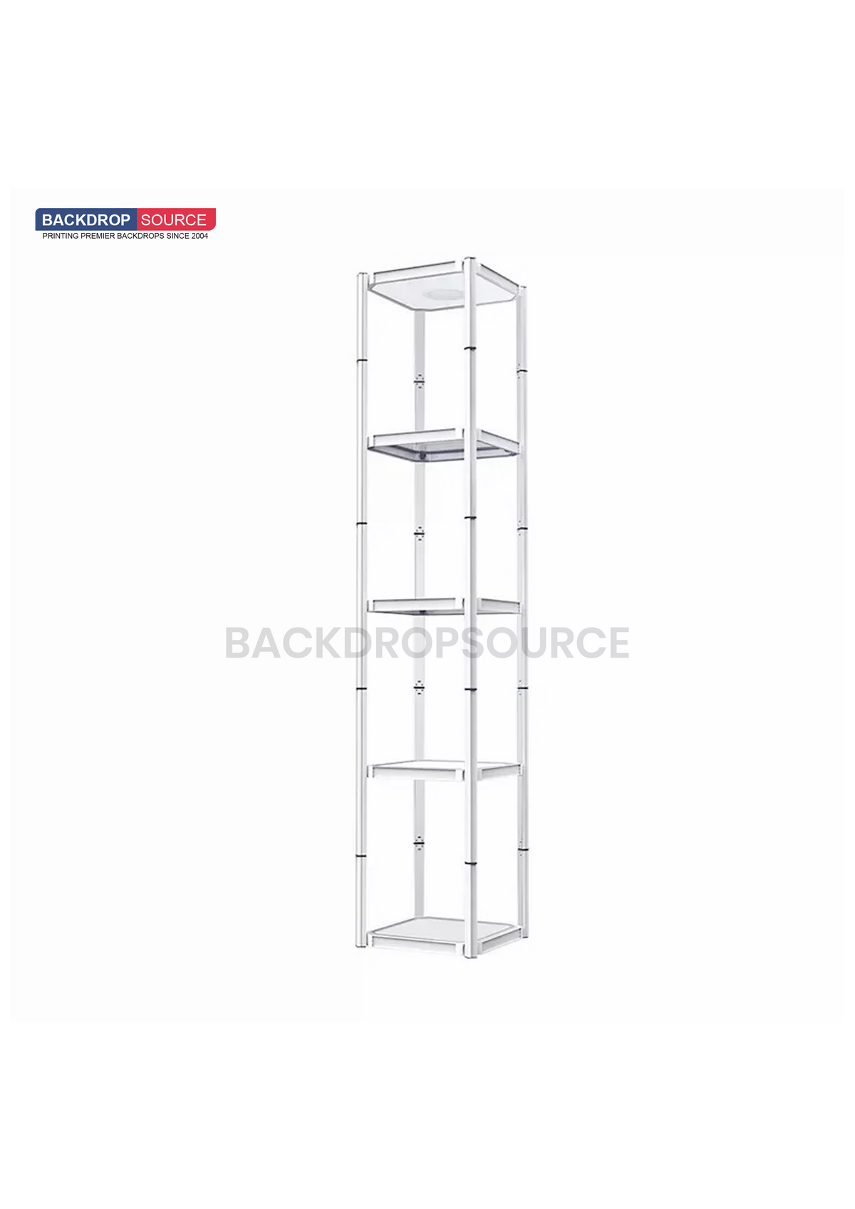 Square Portable Aluminum Spiral Tower Display - 5 Layer Shelves.