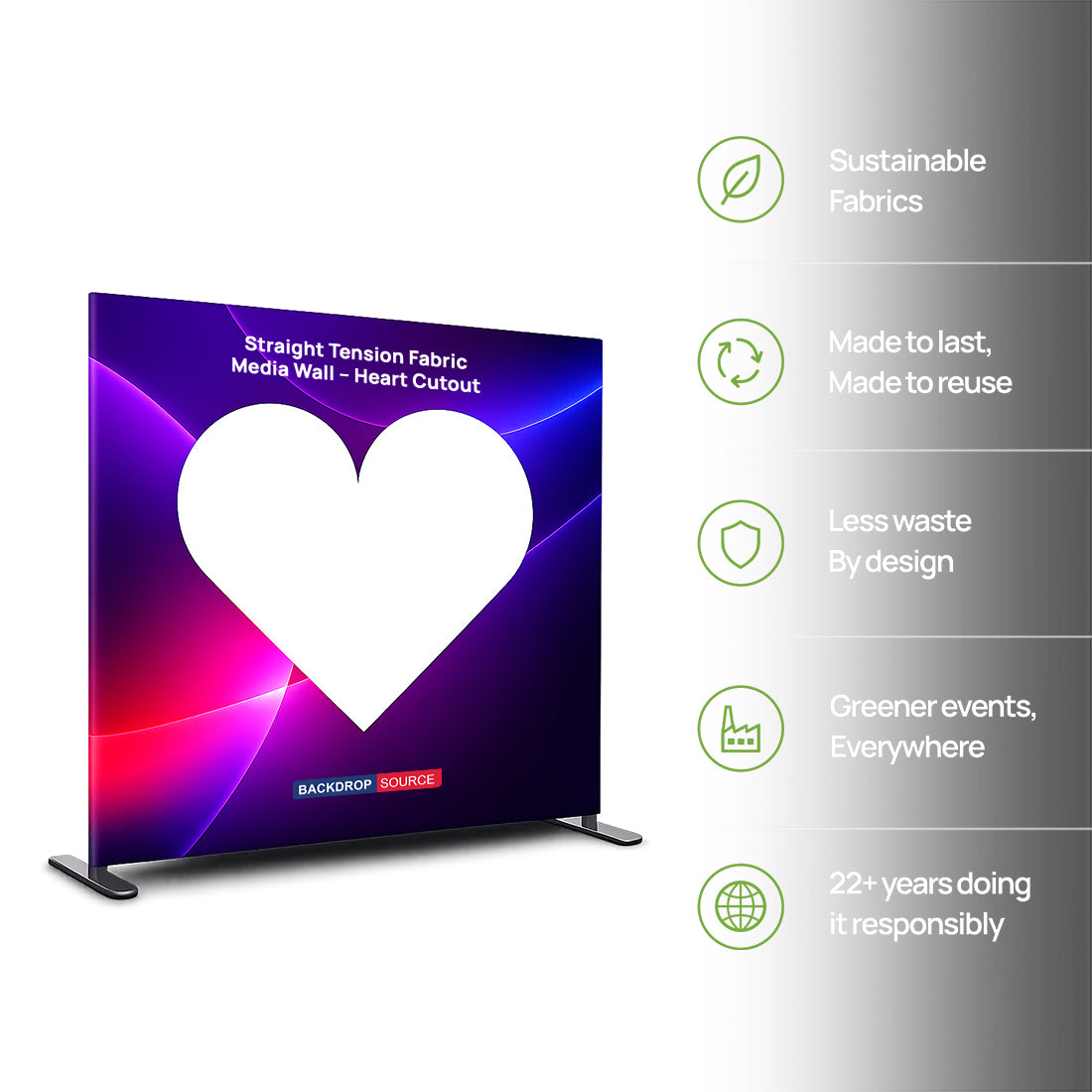 Straight Tension Fabric Media Wall – Heart Cutout