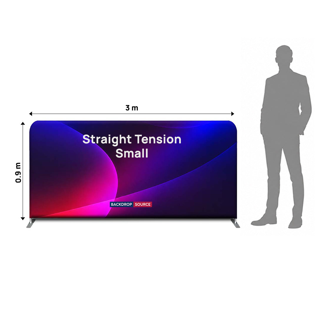 Small Portable Straight Fabric Backdrop - 3m W x 0.9m H