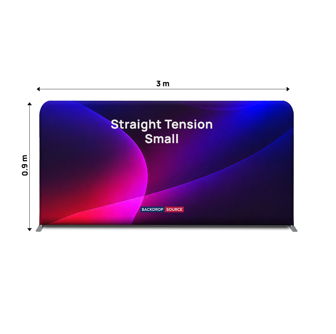 Small Portable Straight Fabric Backdrop - 3m W x 0.9m H