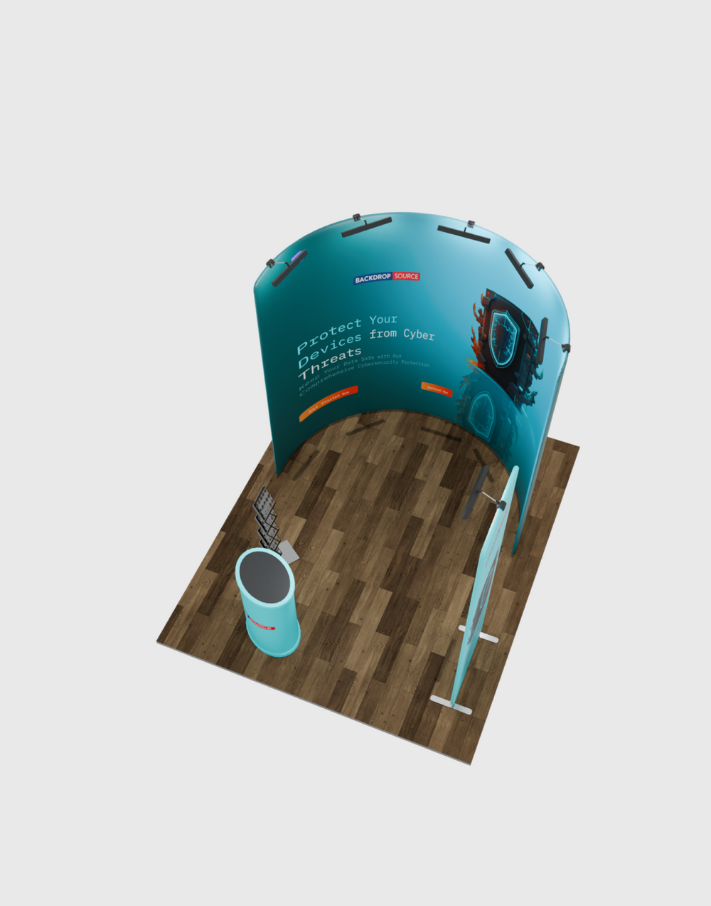 Modular U Shaped Exhibition Kit for 3m wide booths, ideal U shaped exhibition kit for trade shows and displays.