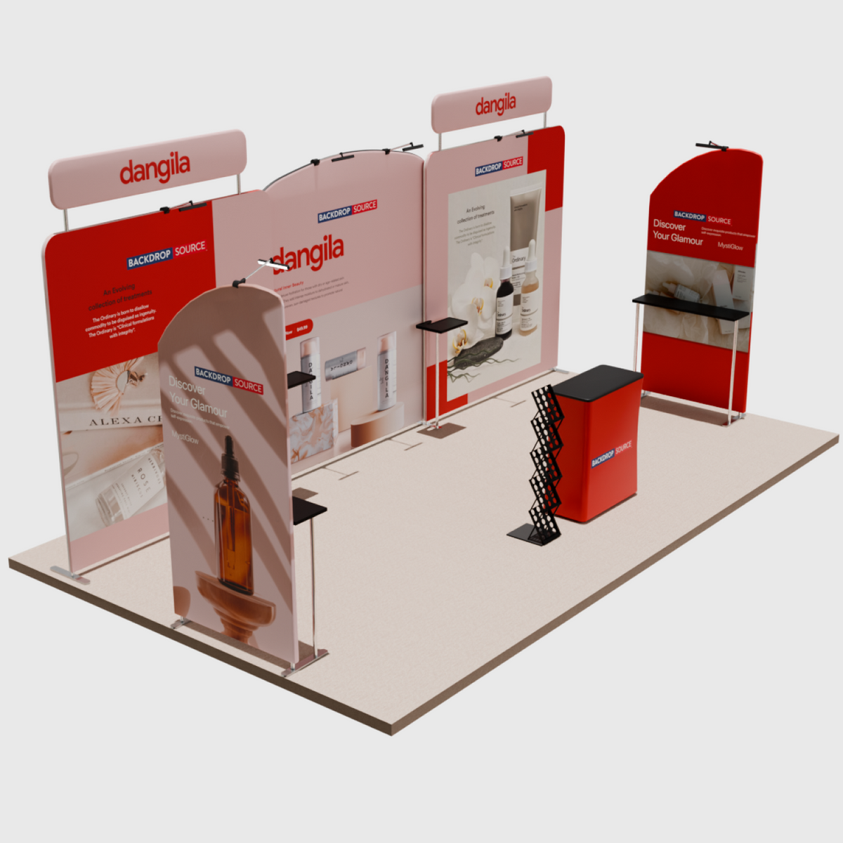 6m Straight Backdrop with Round Top Exhibition Kit.