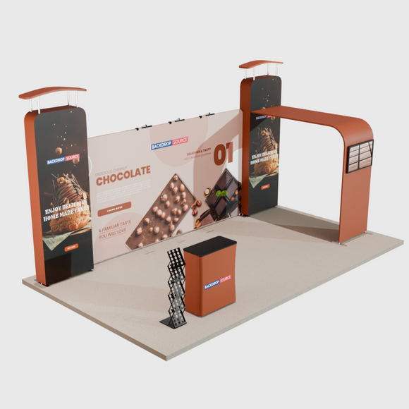 6m Straight Backdrop with 3D Wall & Arch Exhibition Kit