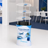 Triangular Fabric Display Counter with Acrylic Triple Shelves