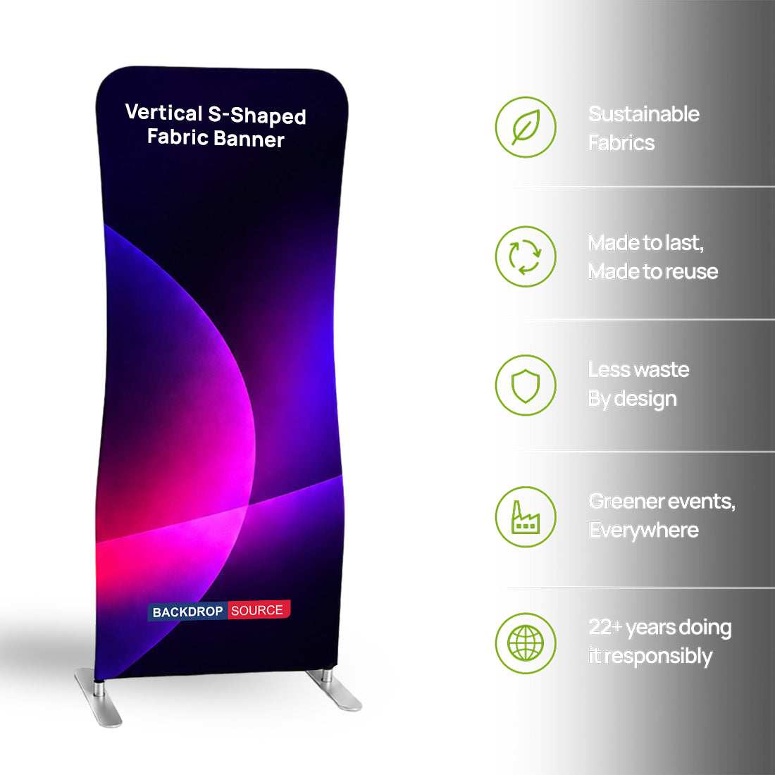 Vertical S-Shaped Fabric Banner Display