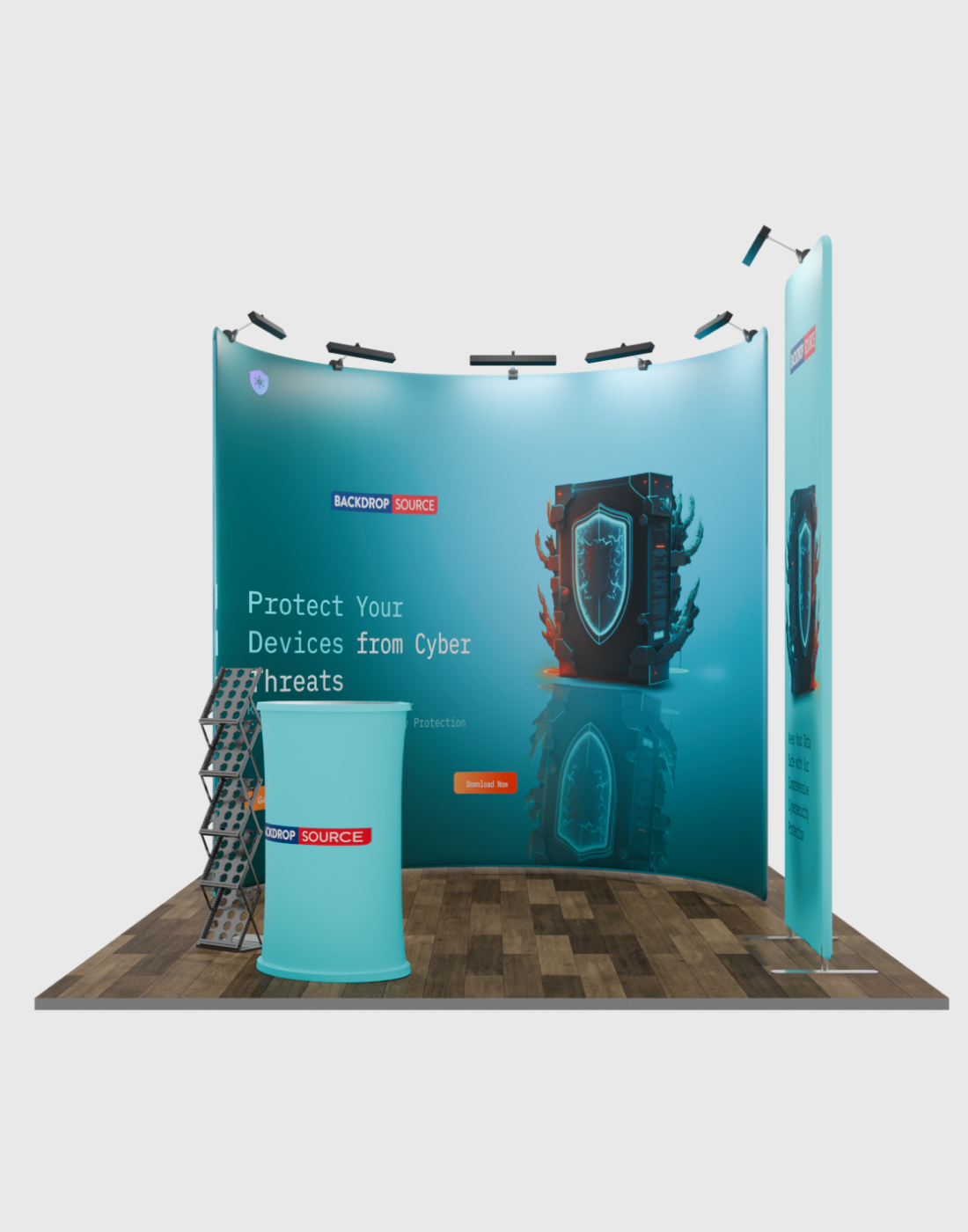 Modular U Shaped Exhibition Kit for 3m wide booths, ideal U shaped exhibition kit for trade shows and displays.