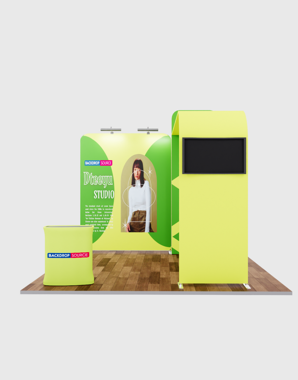 Modern TV Display Exhibition Kit setup showcasing interactive screens, ideal for engaging exhibition display experiences.