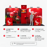 3x6m Booth Kit with 4.9m Backwall, Curved TV Wall & 2 Counters
