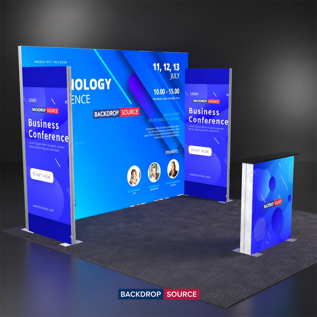 Backlit SEG Three-Wall Booth Kit with Lightbox Counter
