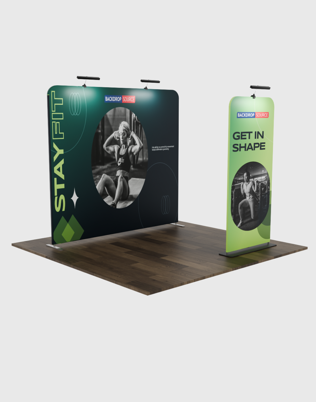 EZ Exhibit Essentials:3mx3m Booth Kit with Backwall and Banner Stand