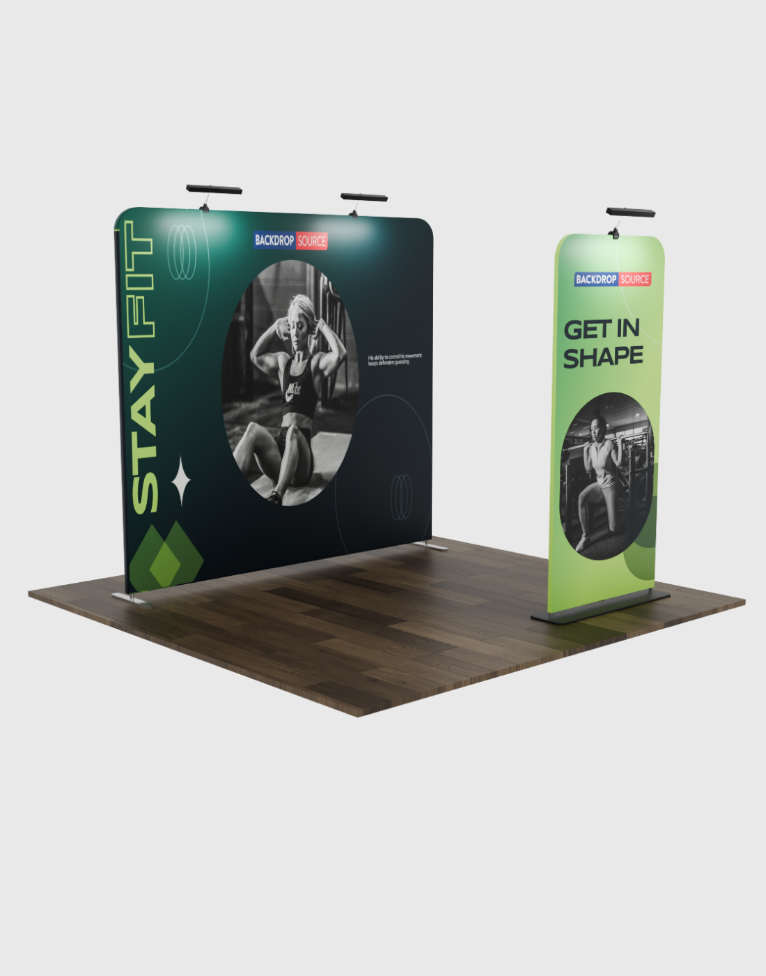 EZ Exhibit Essentials:3mx3m Booth Kit with Backwall and Banner Stand.