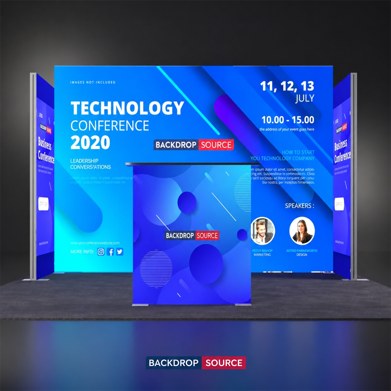 Backlit SEG Three-Wall Booth Kit with Lightbox Counter