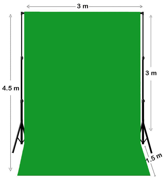 3m W x 4.5m H Chroma Key Green Photography Muslin Backdrop with Backdrop Stand