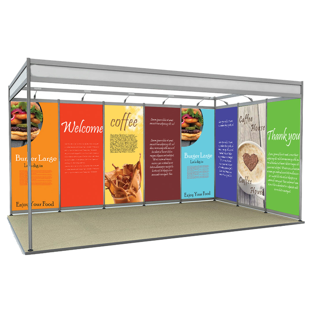 Shell Stand Backdrop Shell scheme Exhibition Graphics for 5m Wide x 3m Depth Booth ...