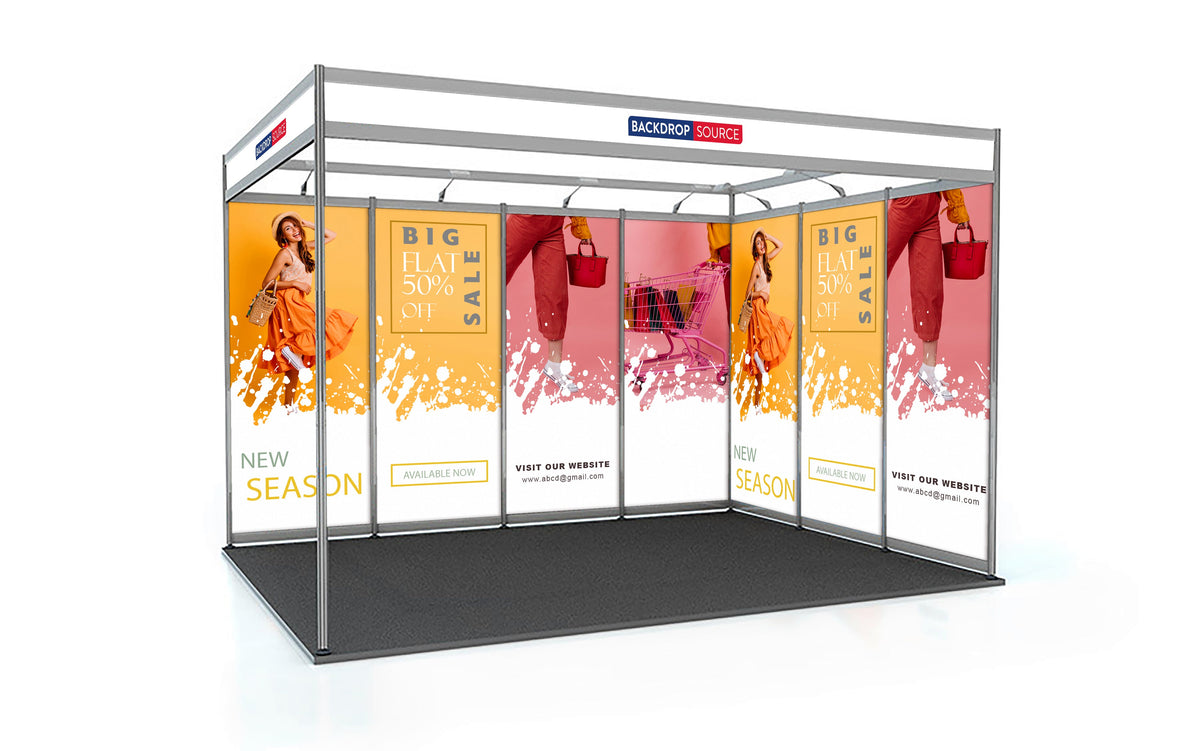 Shell Stand Backdrop Shell scheme Exhibition Graphics for 4m Wide x 3m Depth Booth ...